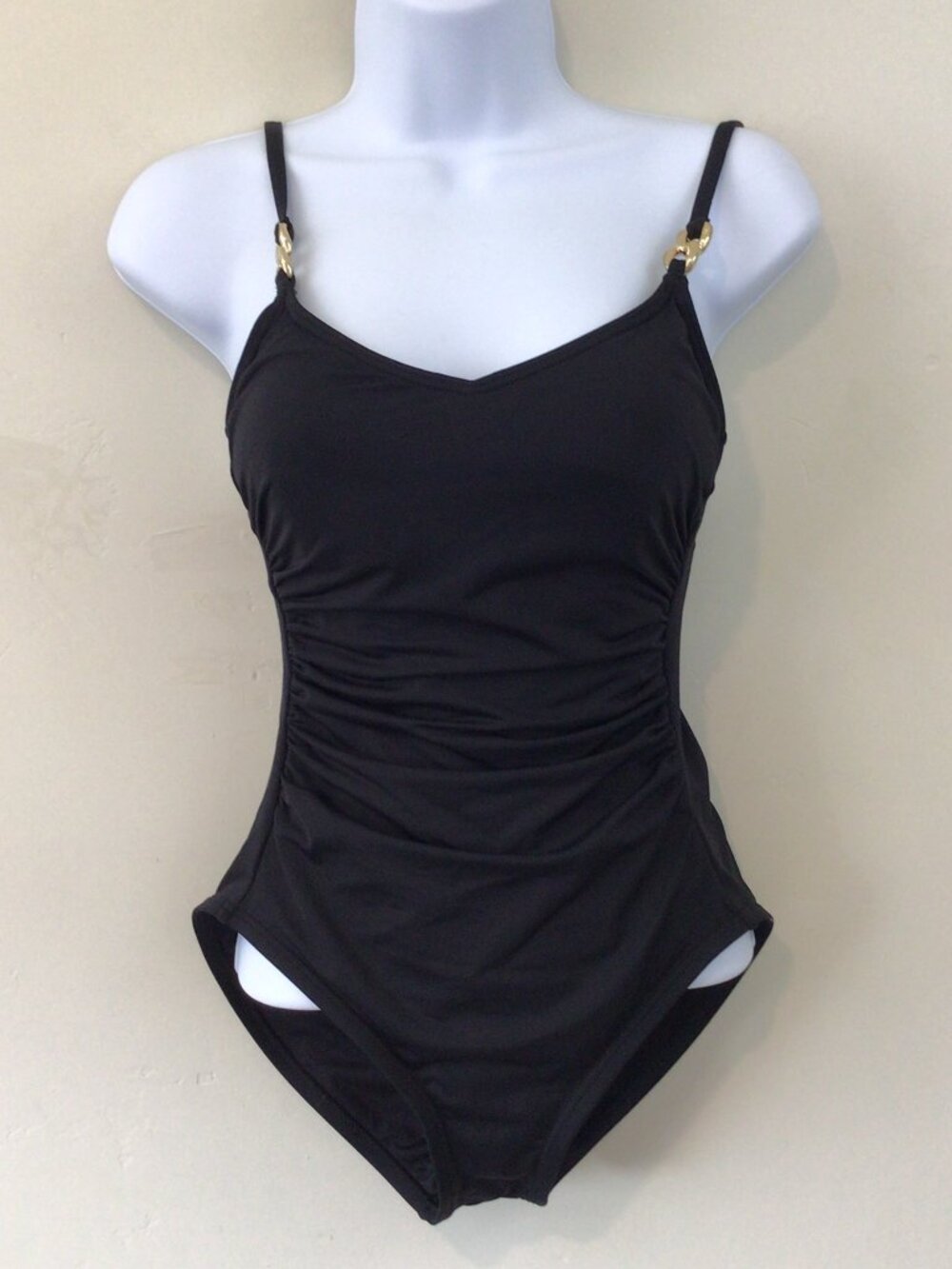 Michael Michael Kors Black Gathered One Piece Swim Suit Swimsuit
